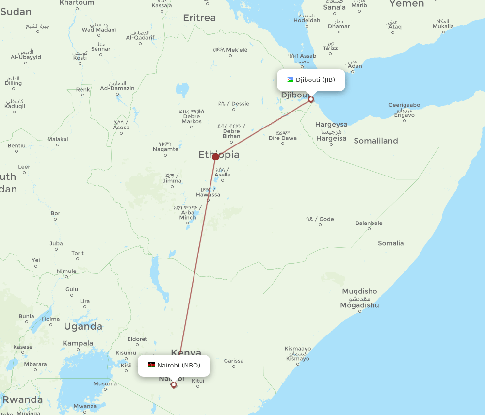 NBO to JIB flights and routes map