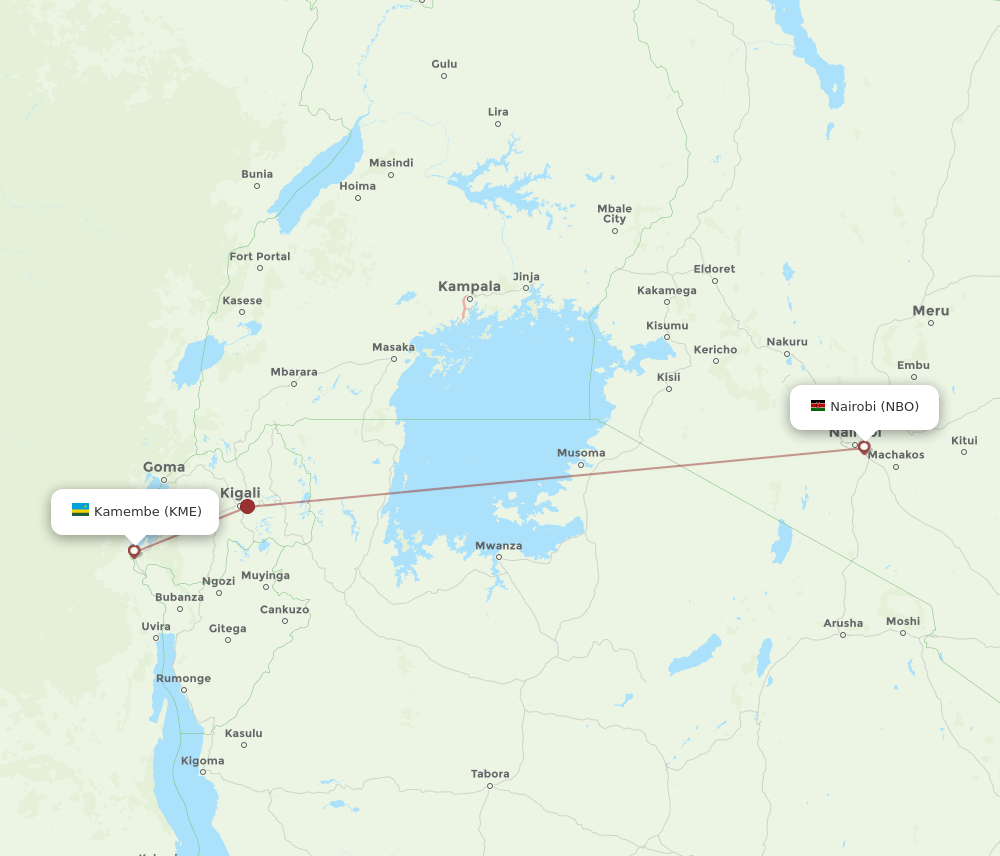 NBO to KME flights and routes map