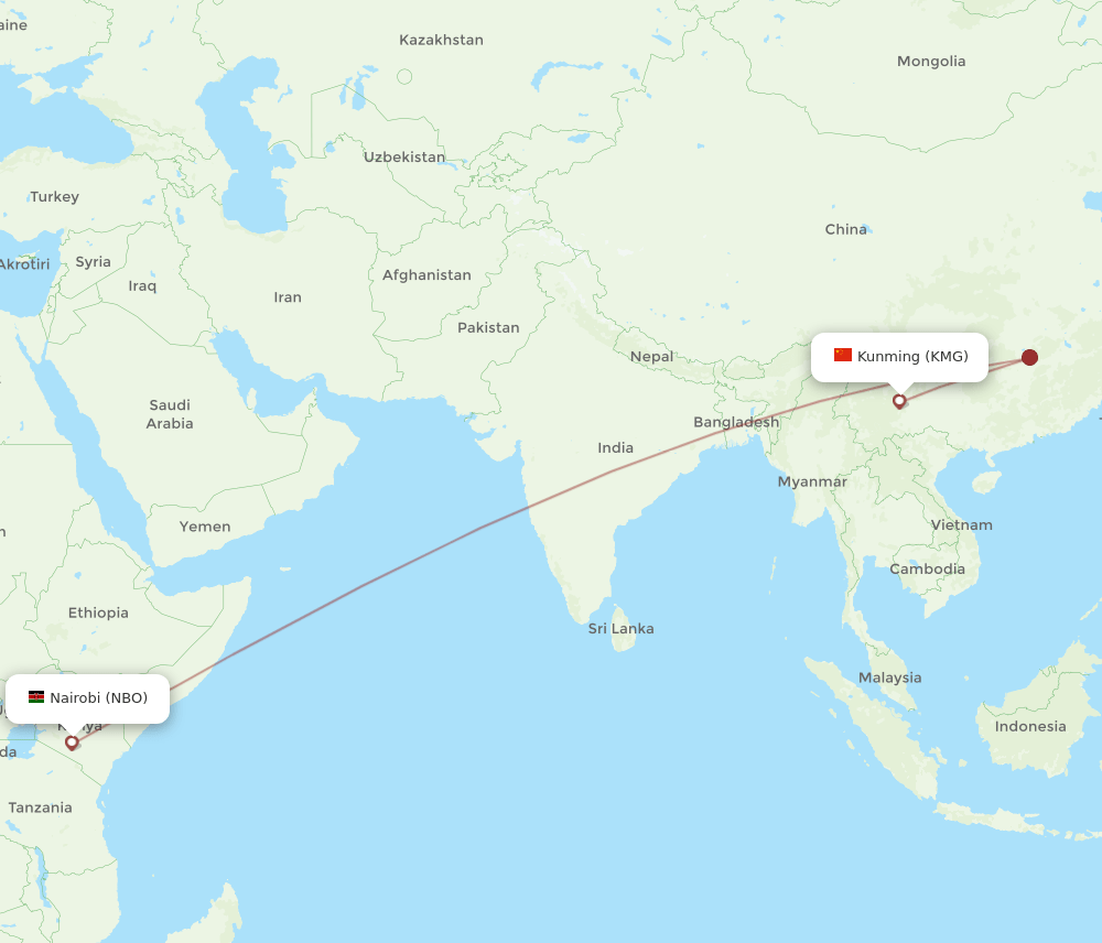 NBO-KMG flight routes