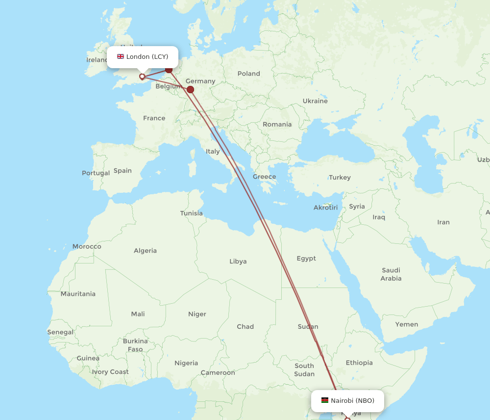 NBO-LCY flight routes