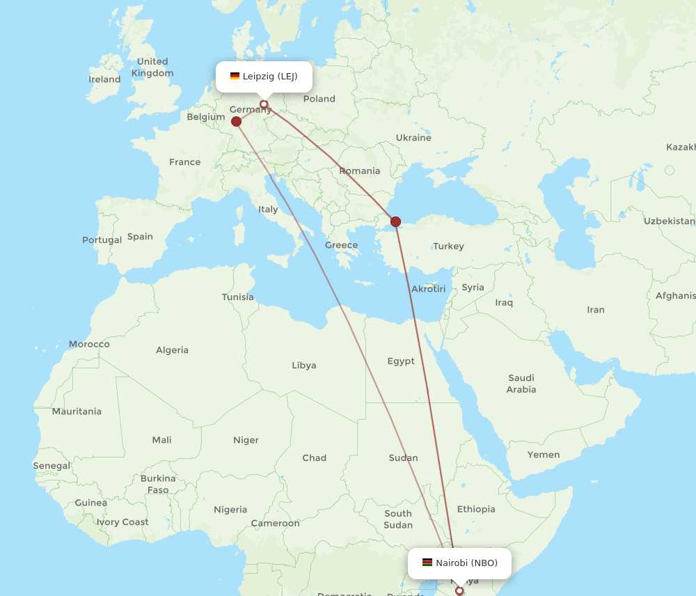 NBO-LEJ flight routes