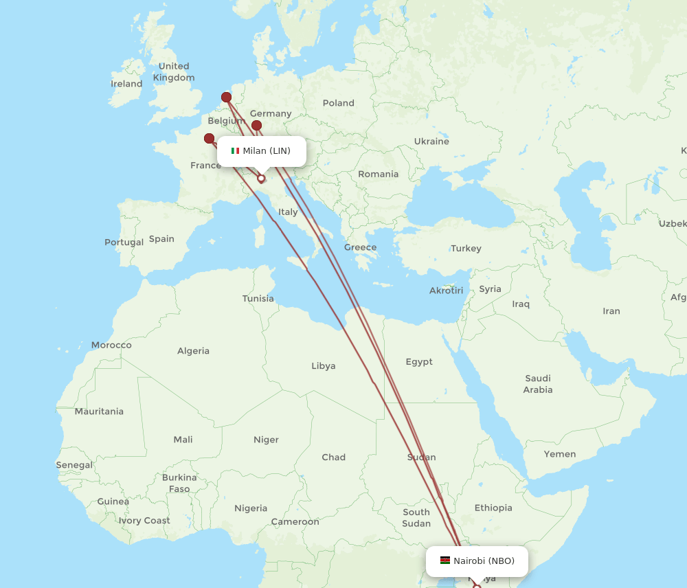 NBO-LIN flight routes