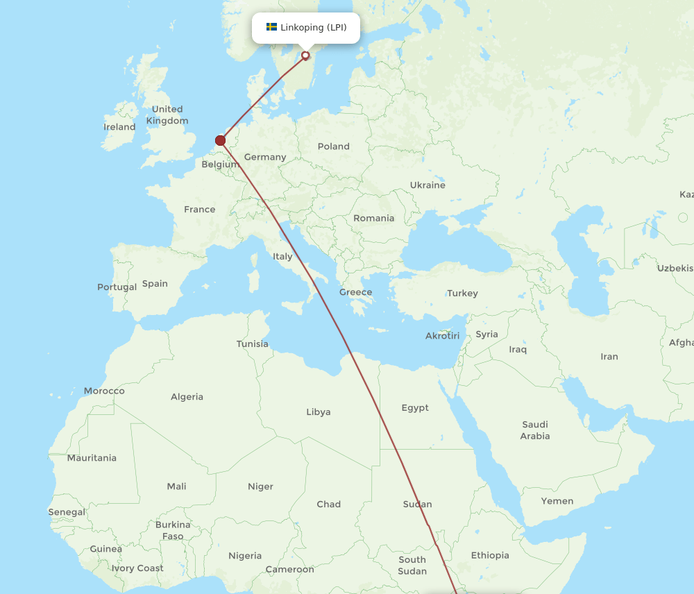 NBO to LPI flights and routes map