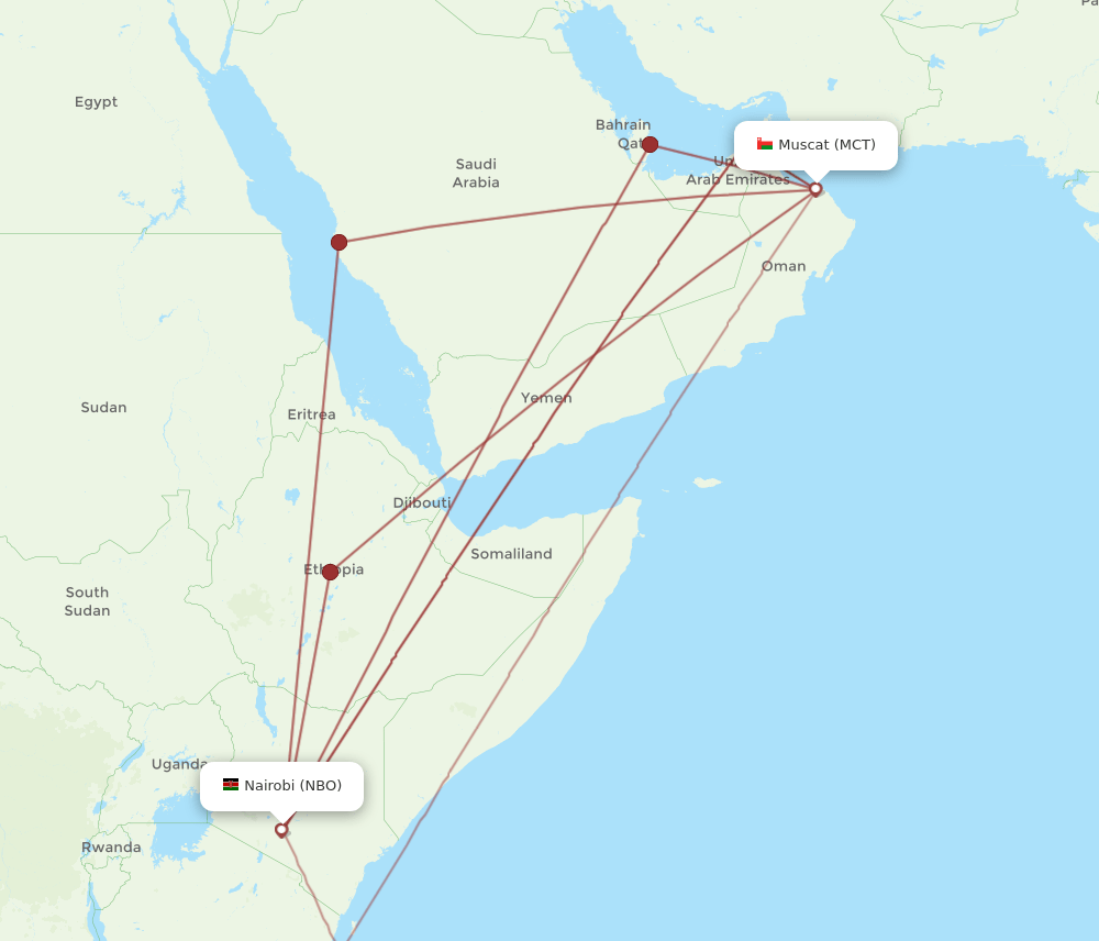 NBO-MCT flight routes