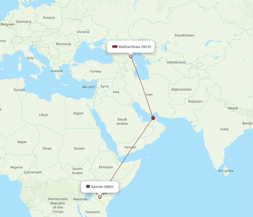 NBO-MCX flight routes