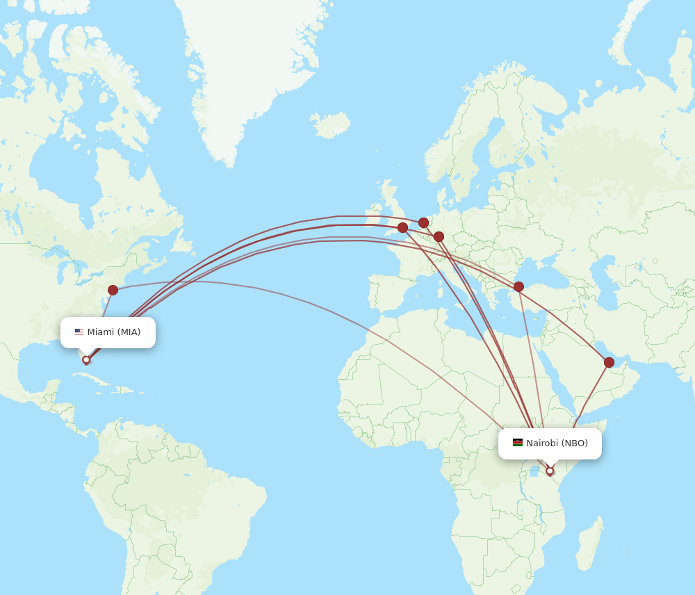 NBO-MIA flight routes