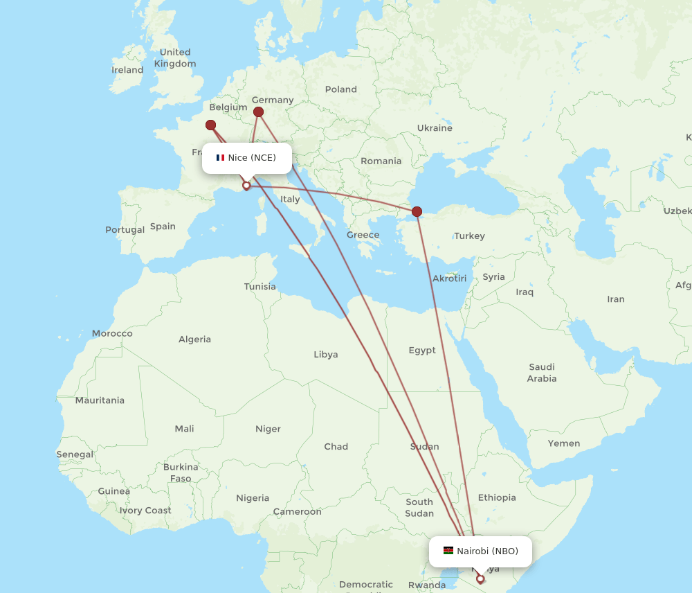 NBO-NCE flight routes
