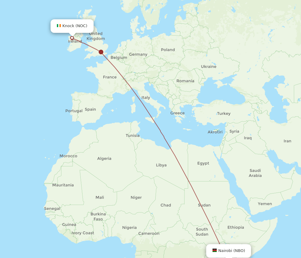 NBO-NOC flight routes