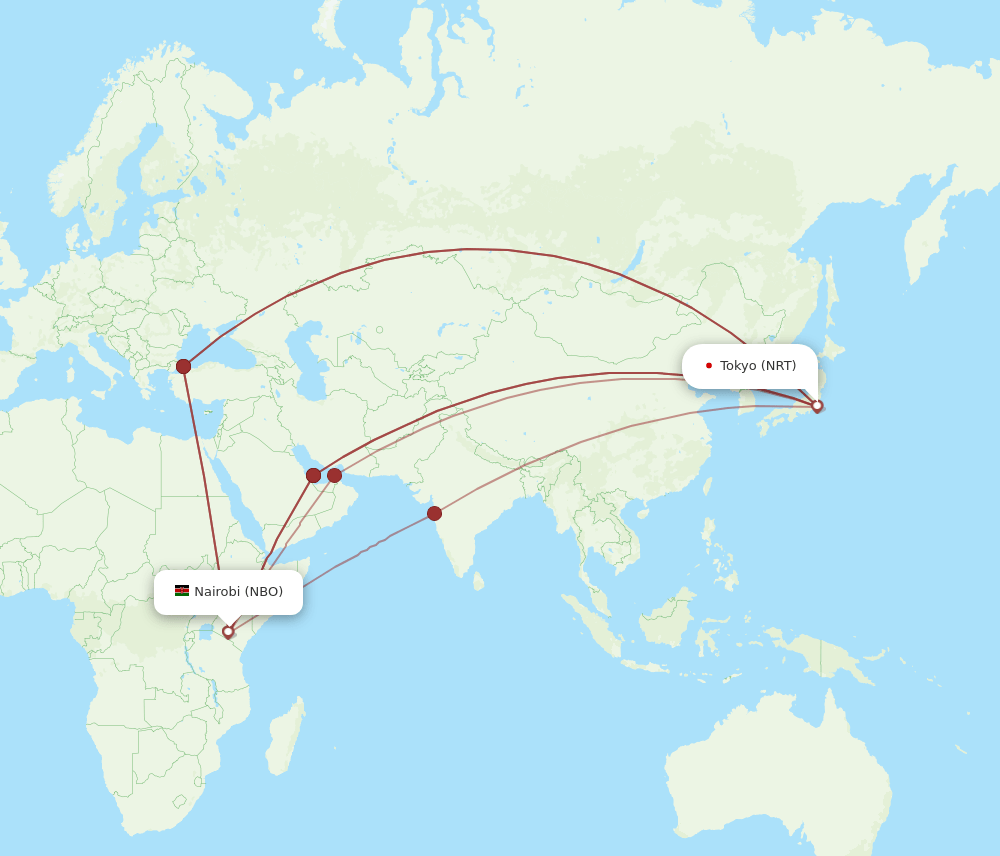 NBO-NRT flight routes