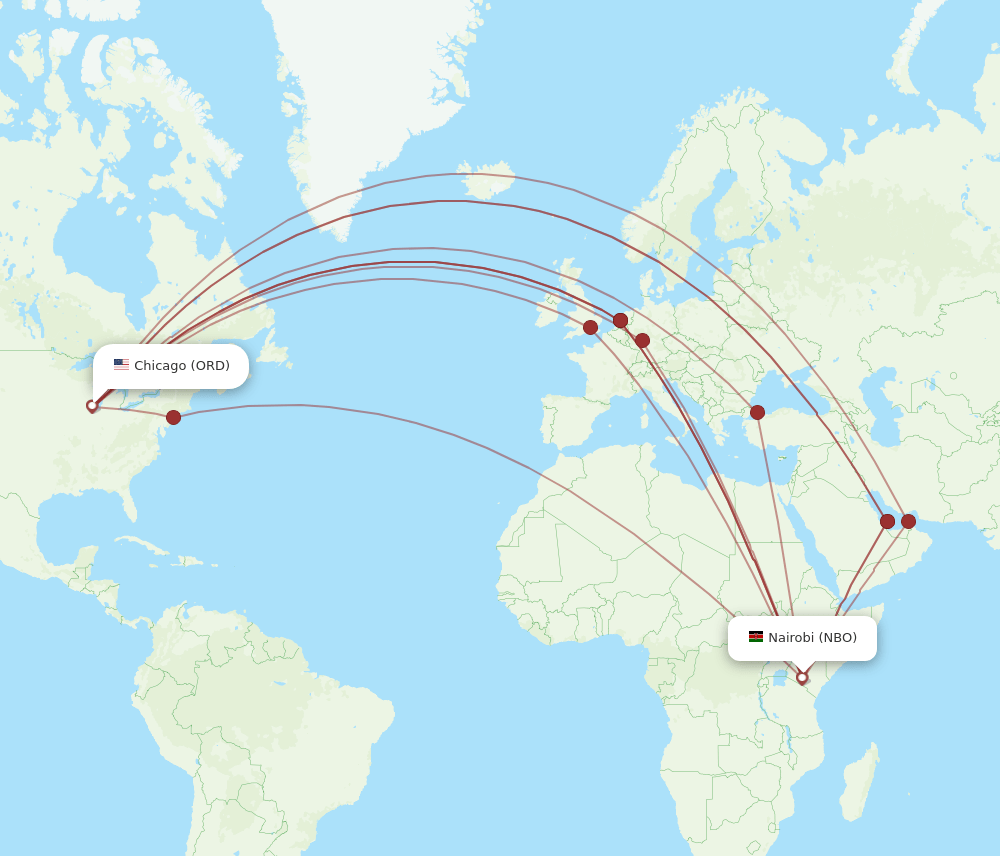 NBO-ORD flight routes