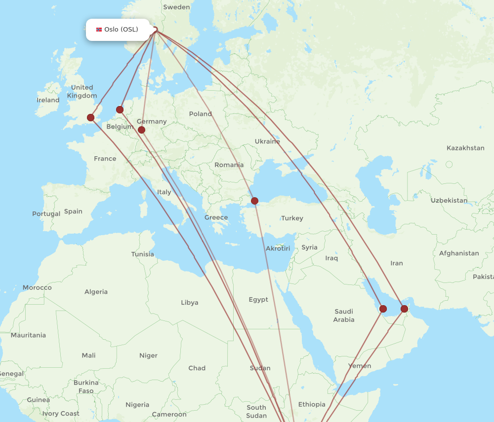 NBO to OSL flights and routes map