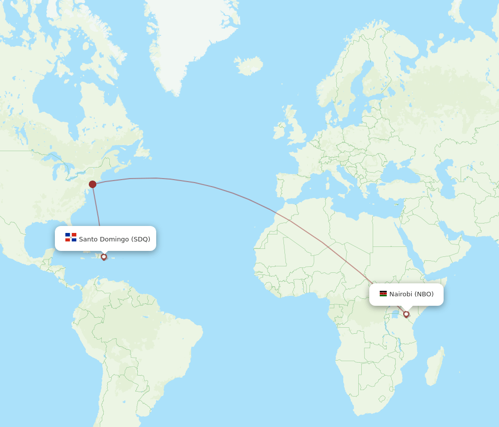 NBO to SDQ flights and routes map