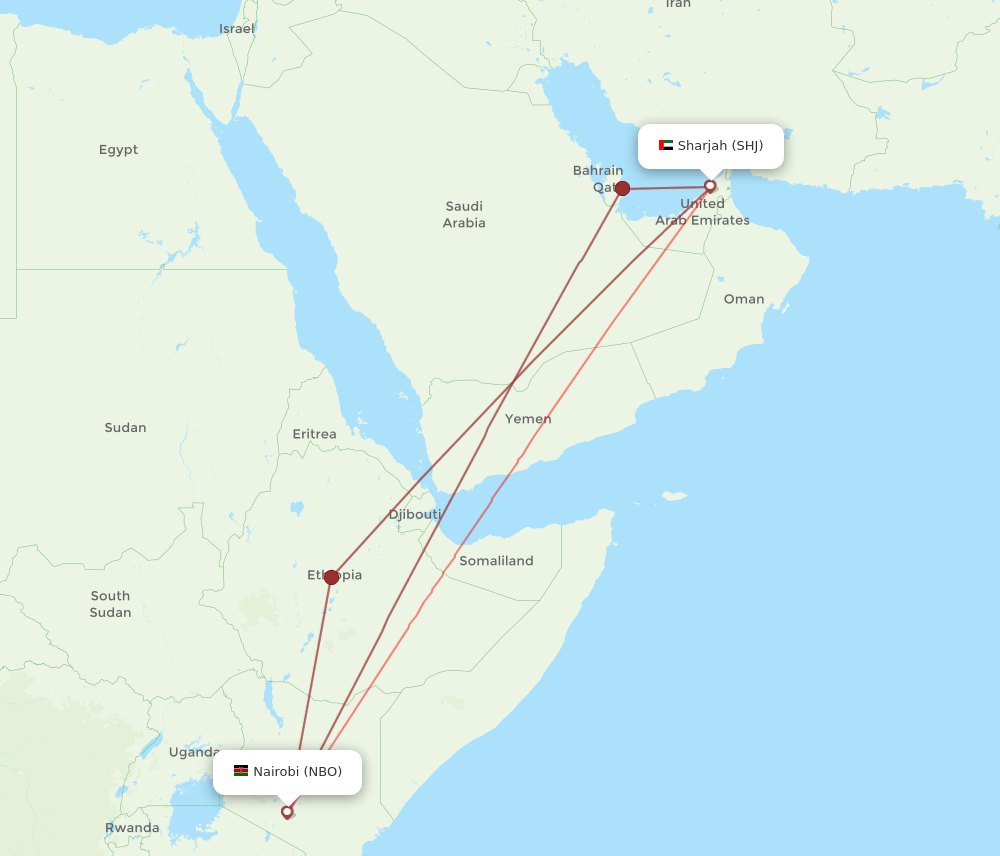 NBO-SHJ flight routes