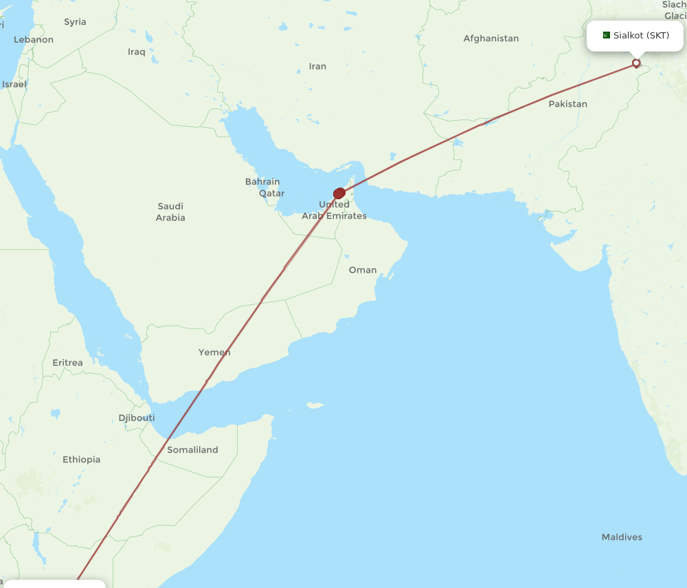 NBO to SKT flights and routes map