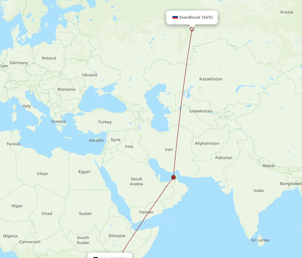 NBO-SVX flight routes