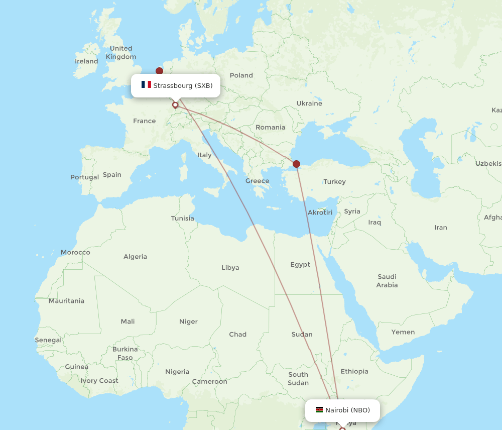 NBO-SXB flight routes