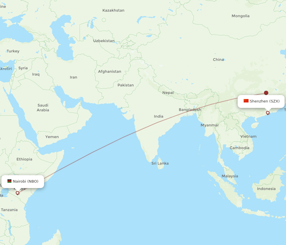 NBO-SZX flight routes