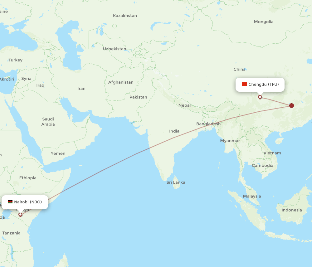 NBO-TFU flight routes