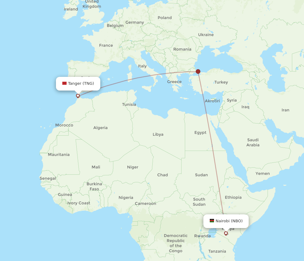 NBO-TNG flight routes