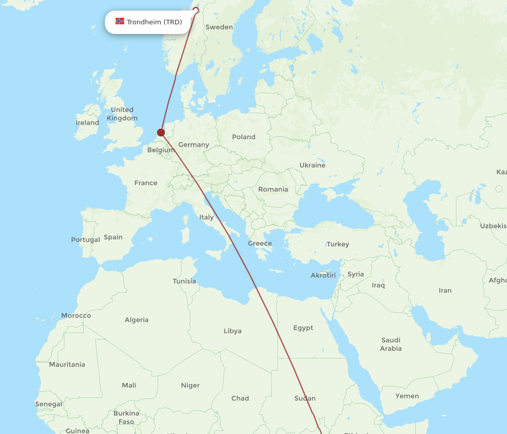 NBO to TRD flights and routes map