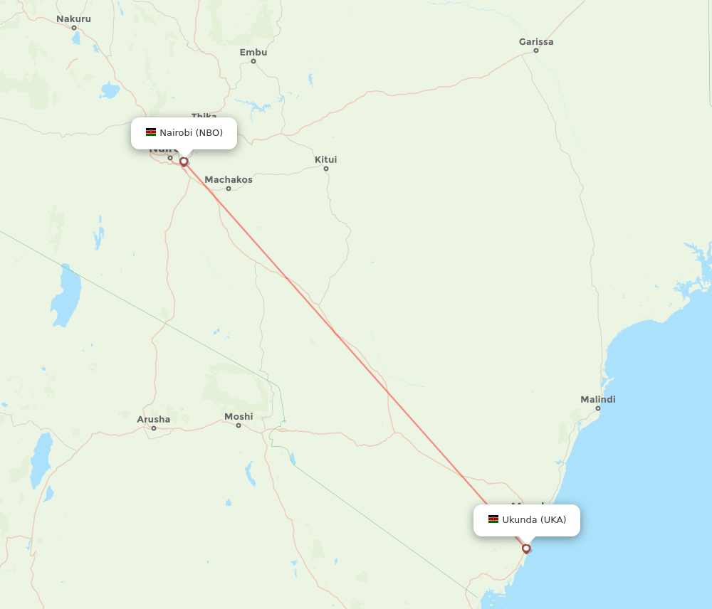 NBO to UKA flights and routes map