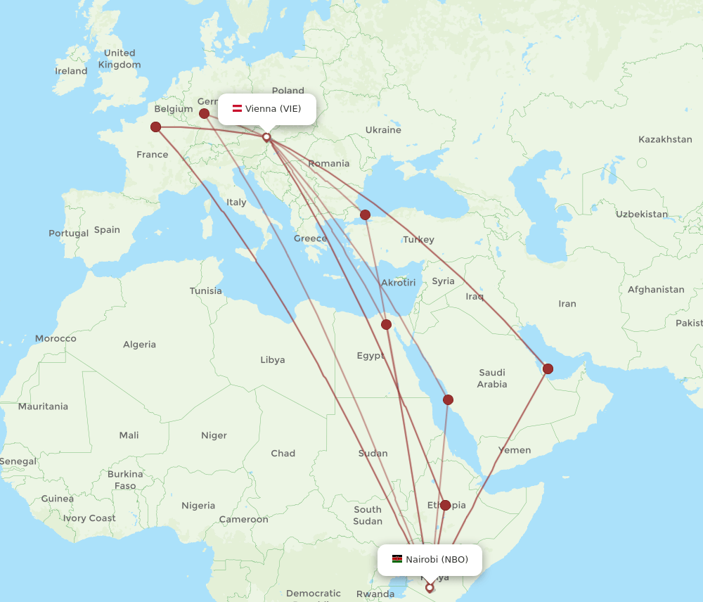 NBO-VIE flight routes