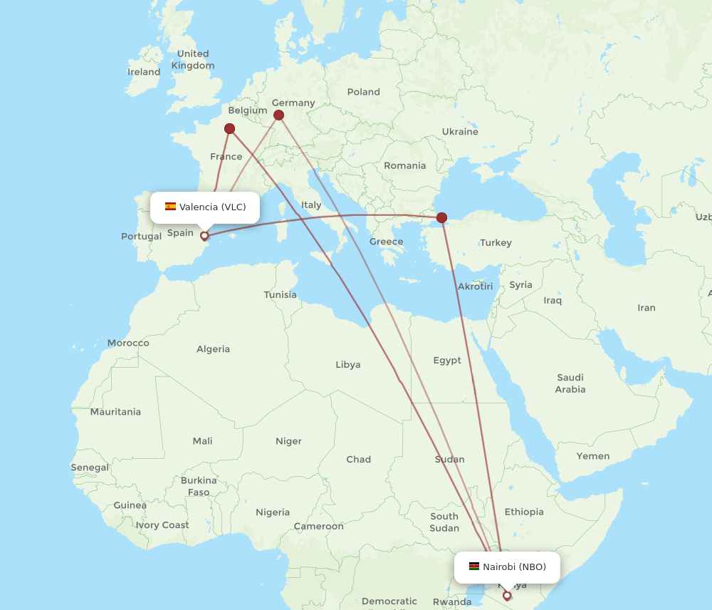 NBO-VLC flight routes
