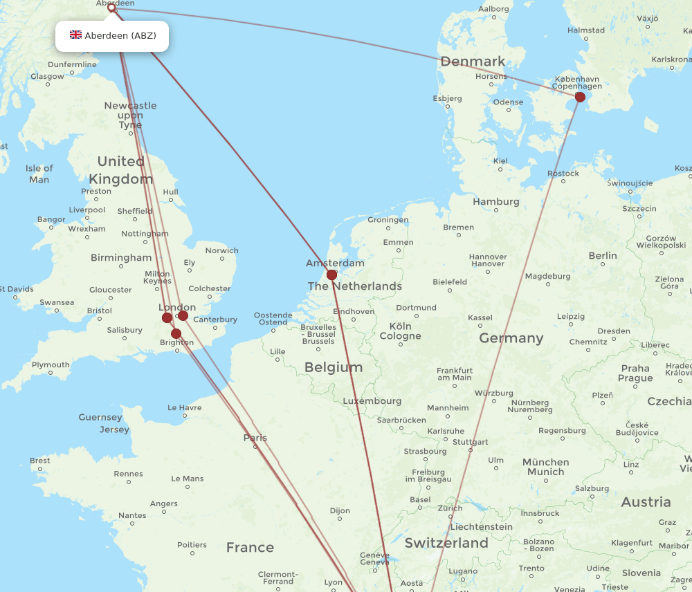 NCE to ABZ flights and routes map