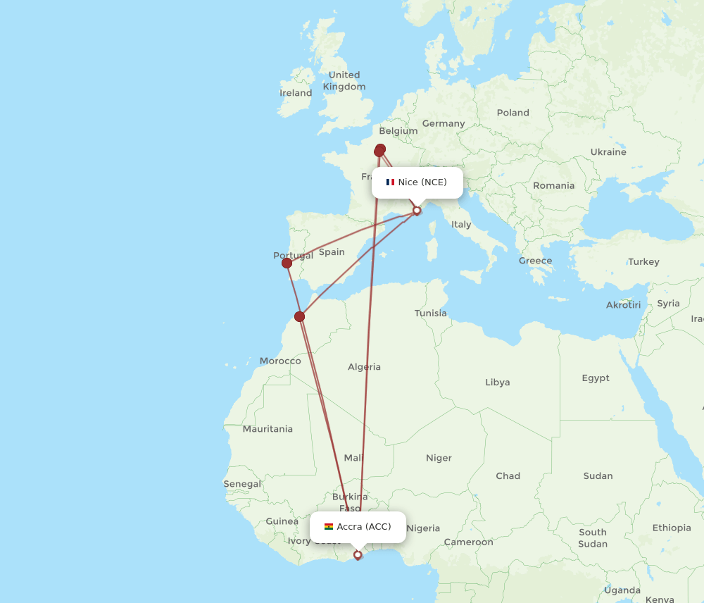 NCE-ACC flight routes
