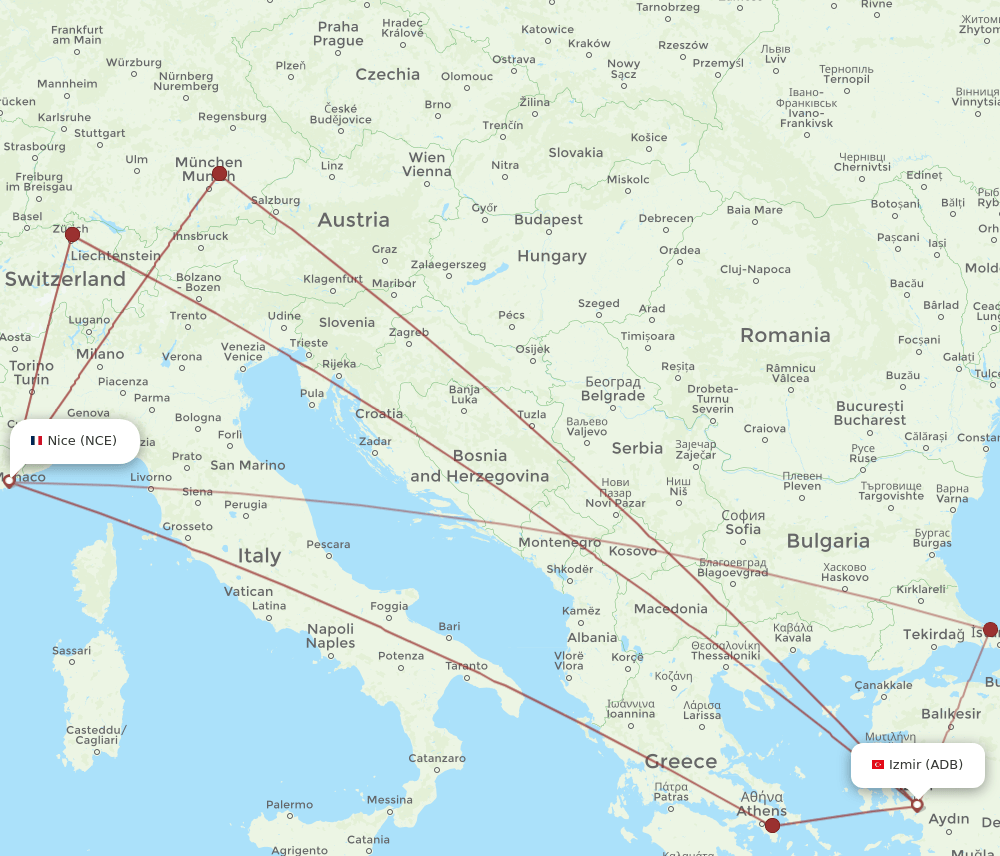 NCE-ADB flight routes
