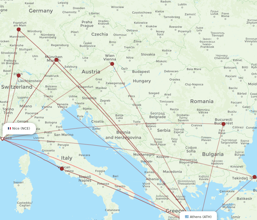 NCE-ATH flight routes