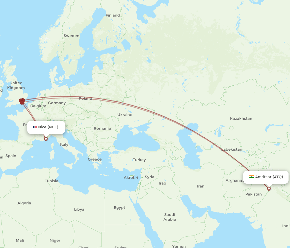 NCE-ATQ flight routes