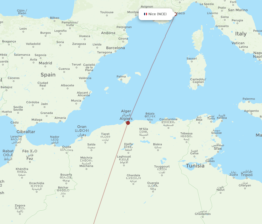 NCE-AZR flight routes