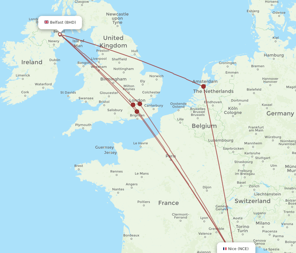 NCE-BHD flight routes