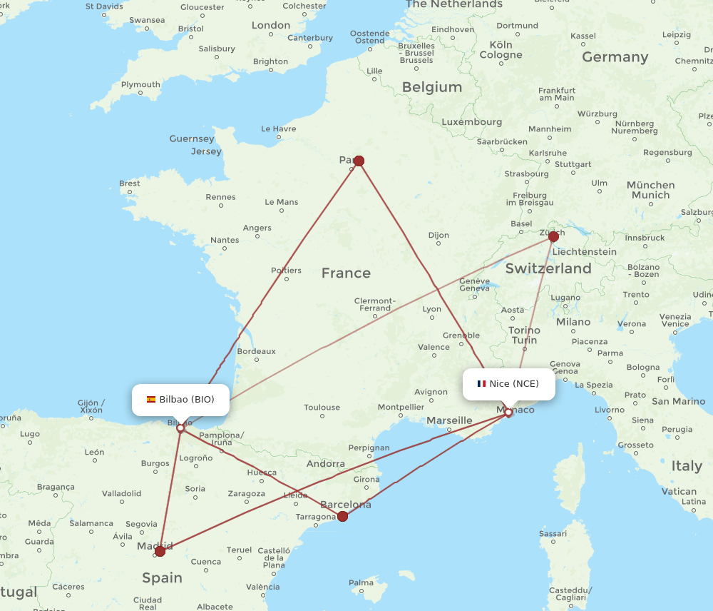 NCE-BIO flight routes