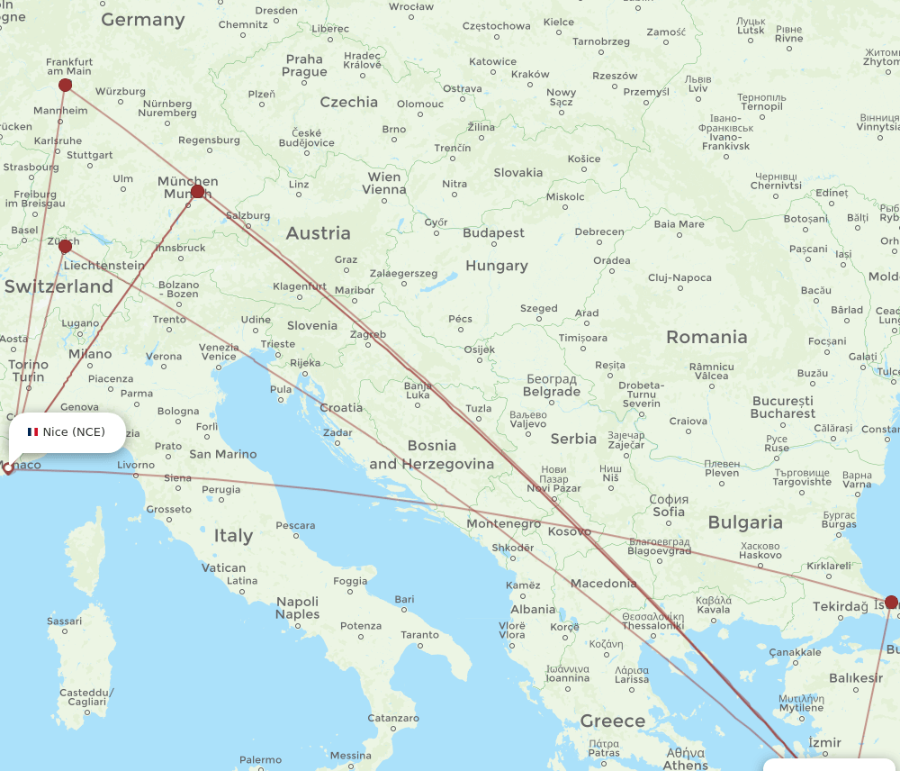 NCE-BJV flight routes