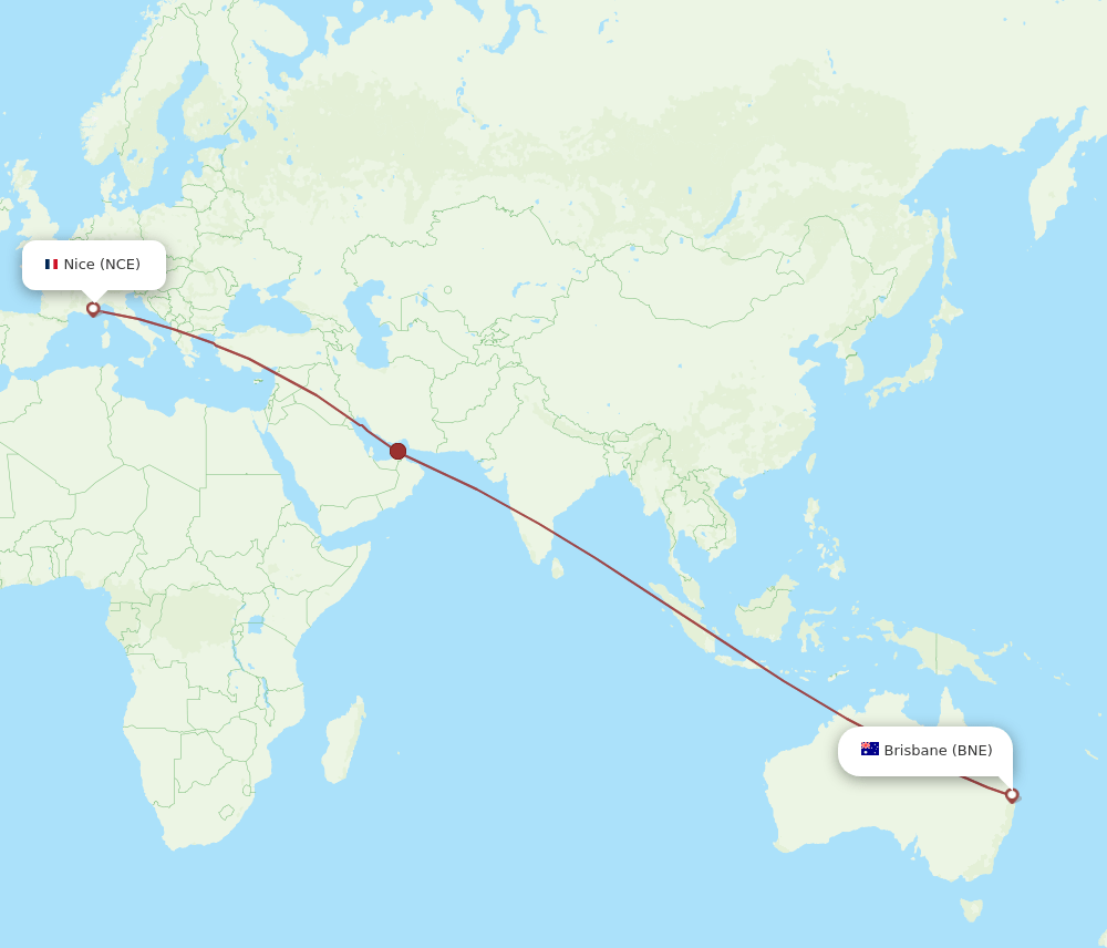 NCE-BNE flight routes