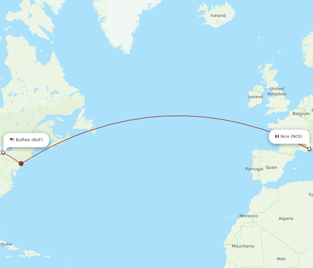 NCE-BUF flight routes