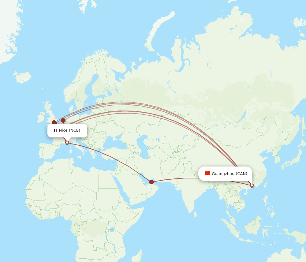NCE-CAN flight routes