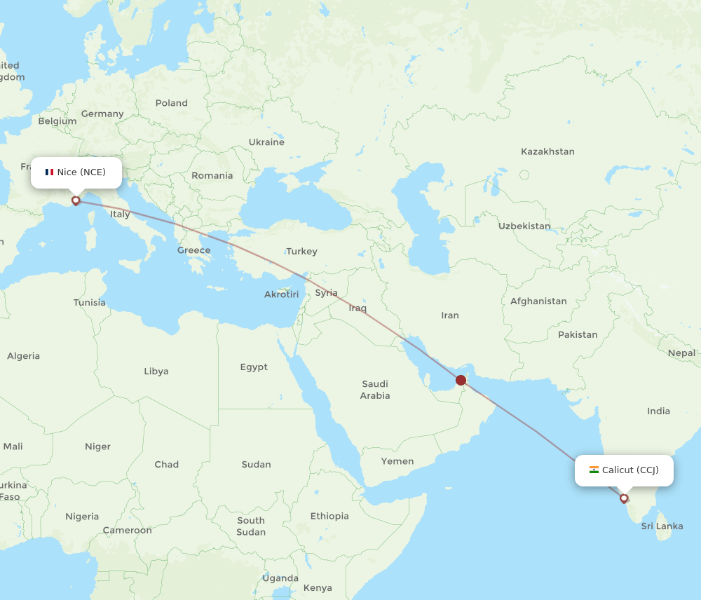 NCE-CCJ flight routes