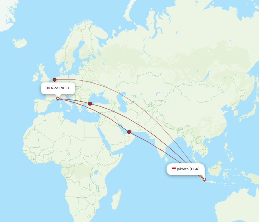 NCE-CGK flight routes