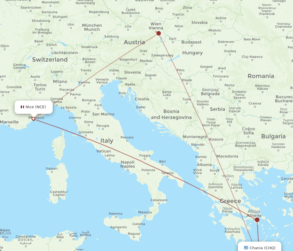 NCE-CHQ flight routes