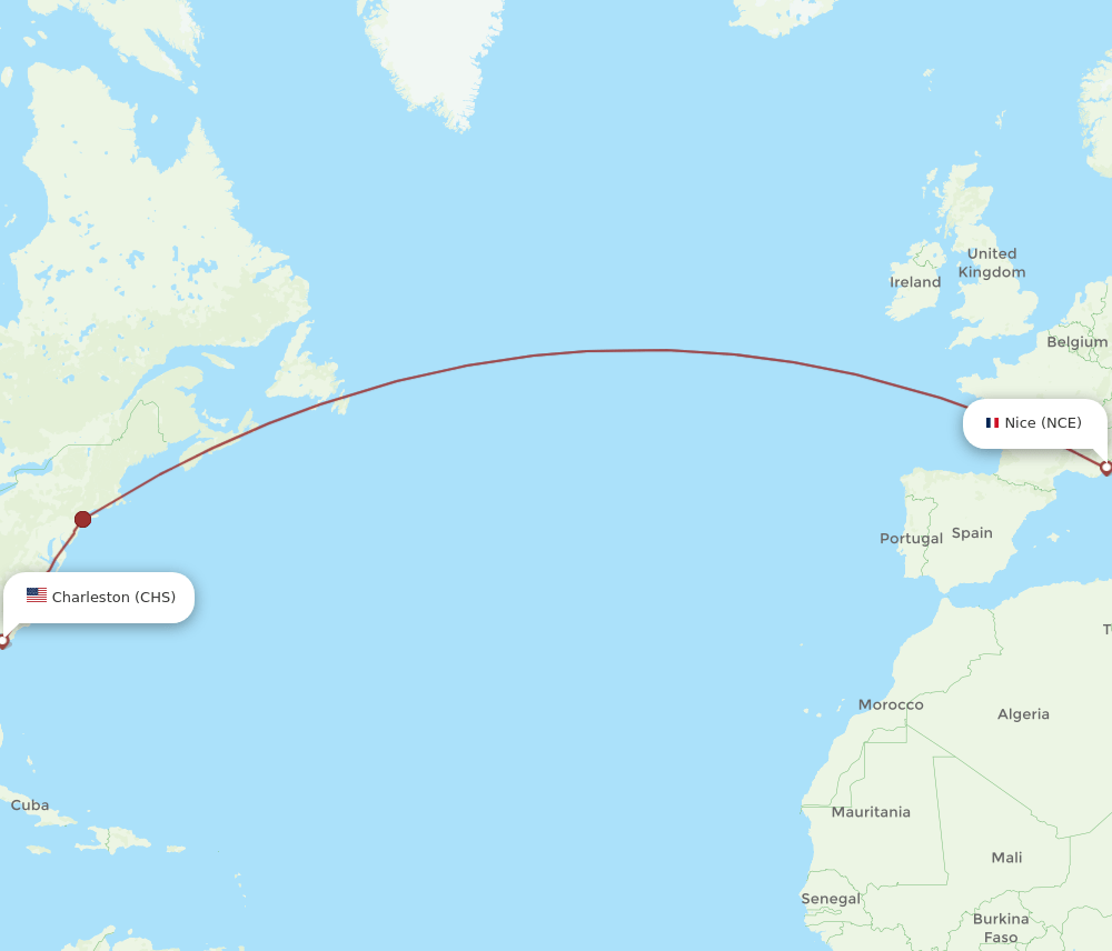 NCE-CHS flight routes