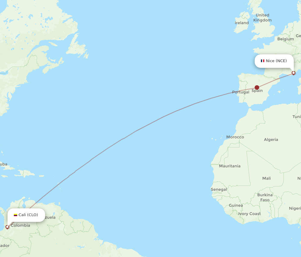 NCE-CLO flight routes