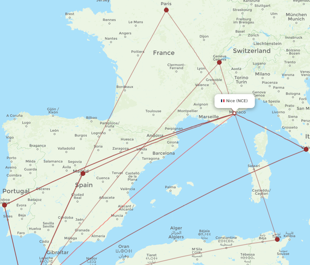 NCE-CMN flight routes