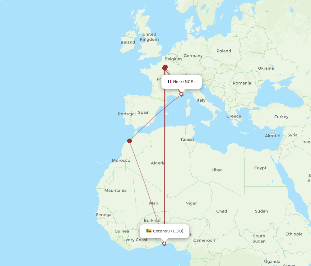 NCE-COO flight routes
