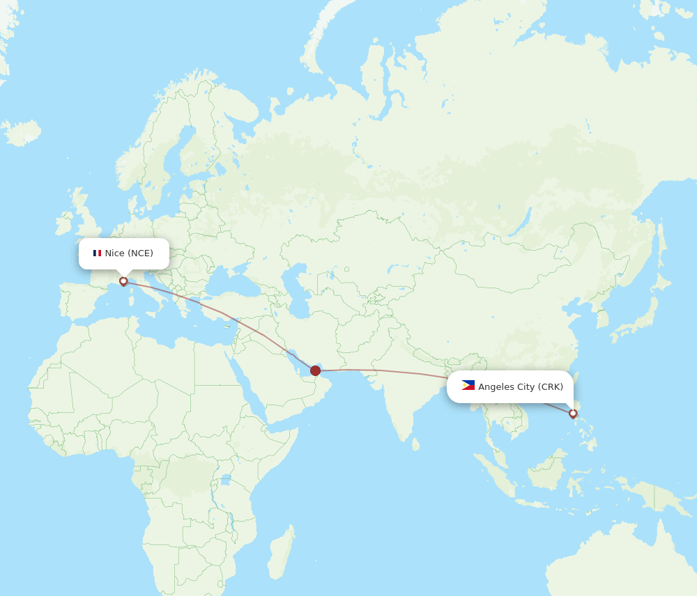 NCE-CRK flight routes