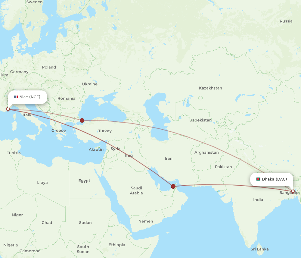 NCE-DAC flight routes