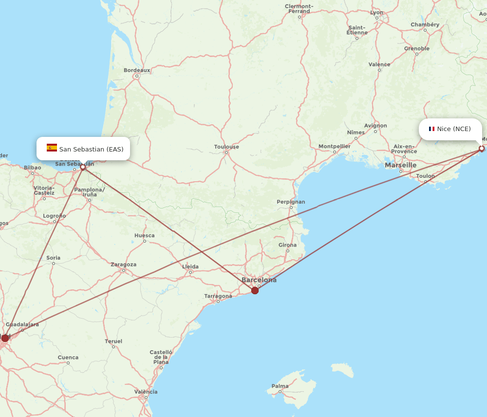 NCE-EAS flight routes