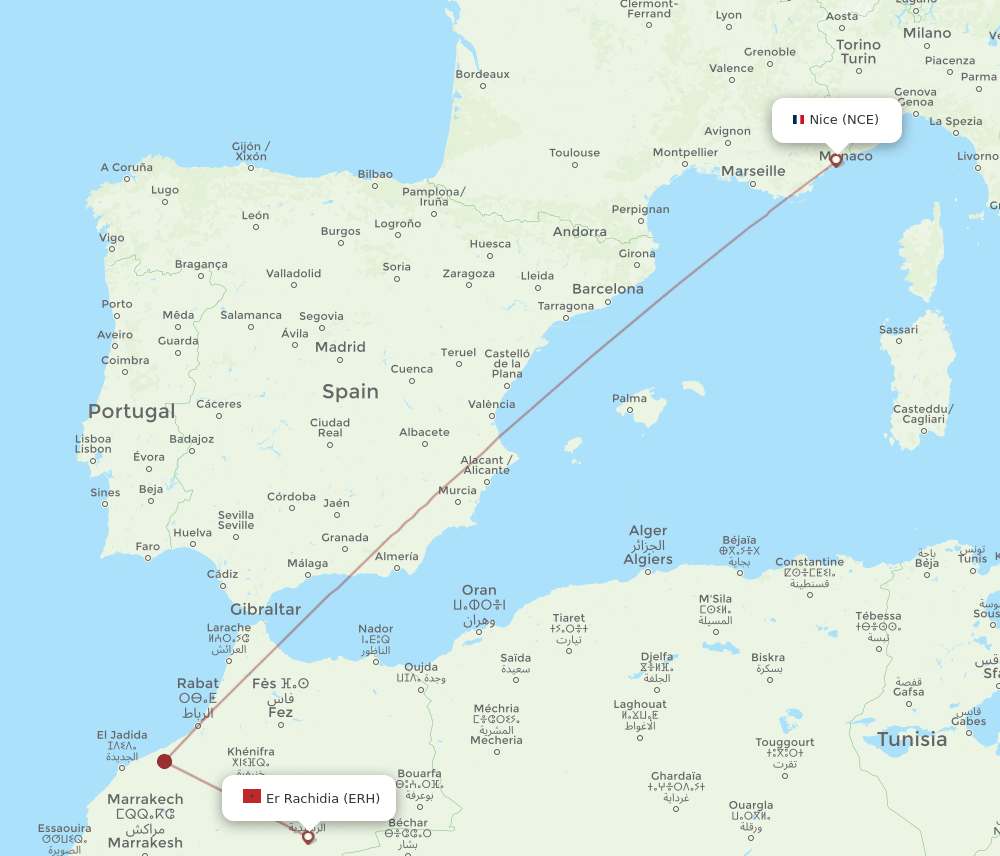 NCE-ERH flight routes